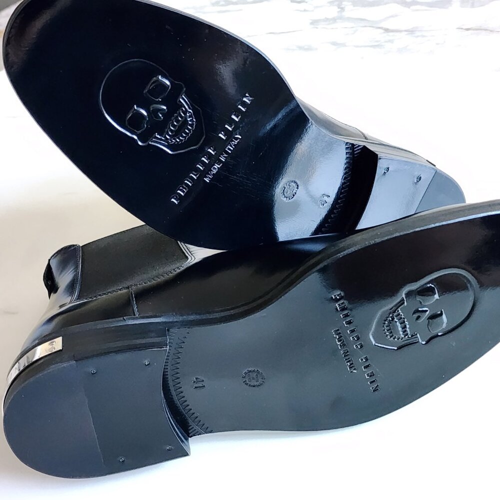 NWT - Philipp Plein Mid Flat Boots Bold Meets Luxe ⚡🖤(#88) - Picture 9 of 11